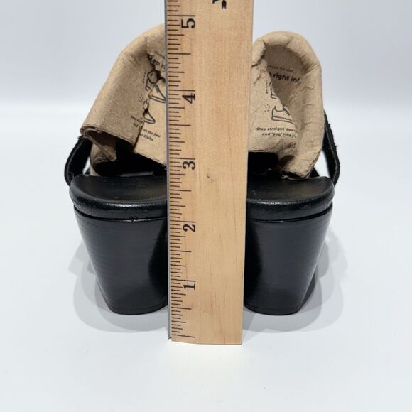 MUNRO AMERICAN Black Snakeskin Style Leather Heeled Slide Sandals Women Size 8N - Picture 6 of 14